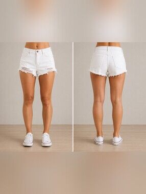 SO Distressed White Denim Shorts